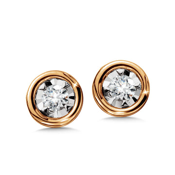 14K Rose Gold Diamond Star Diamond Solitaires